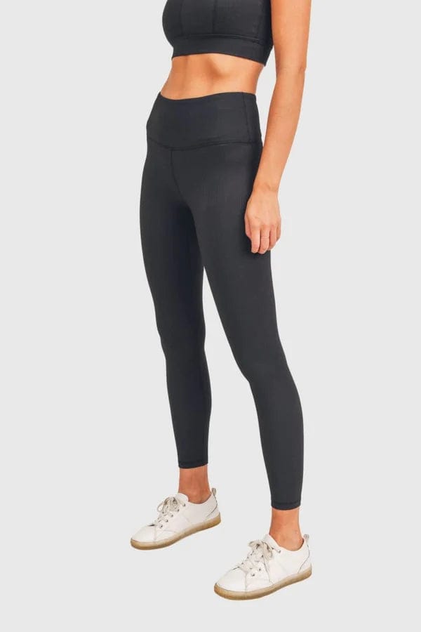 Mono B Activewear Black / S Micro Ribbed Highwaist Leggings - Black