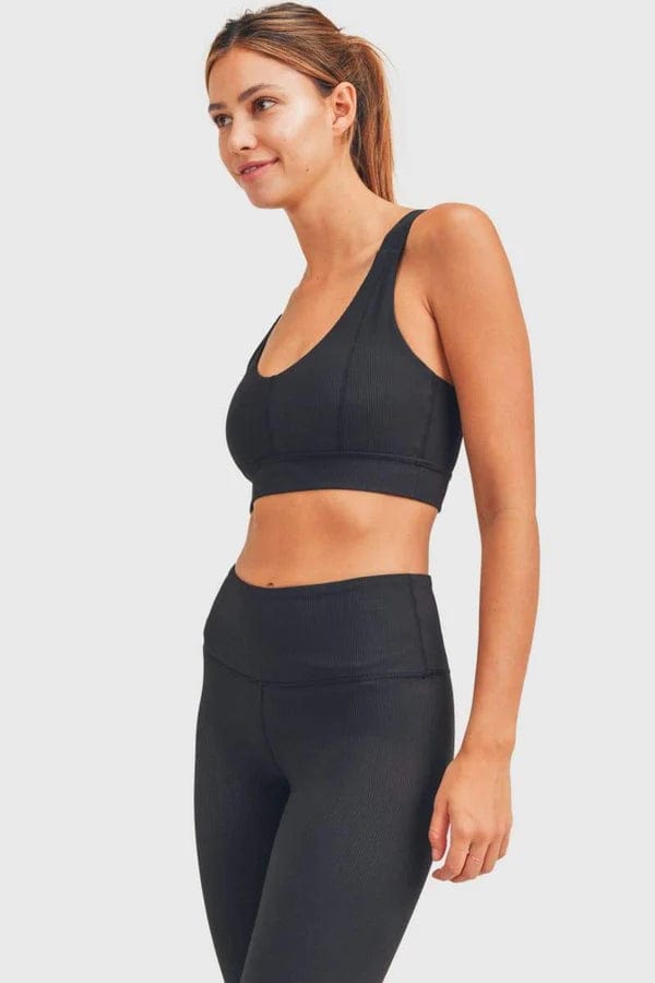 Mono B Activewear Black / S Micro Ribbed Sports Bra - Black