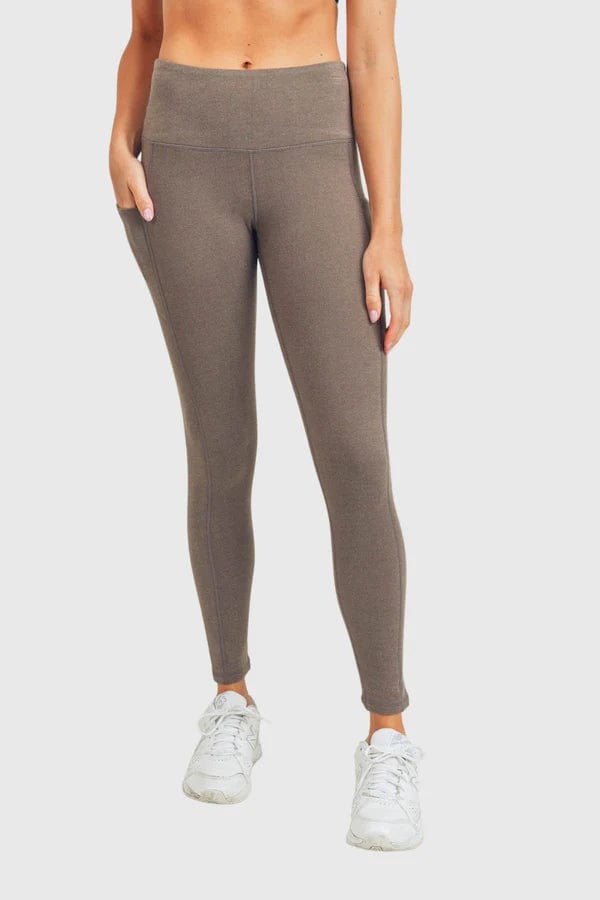 Mono B Activewear Cocoa / S Emory Ribbed High-Rise Leggings - Cocoa