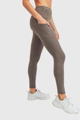 Mono B Activewear Emory Ribbed High-Rise Leggings - Cocoa