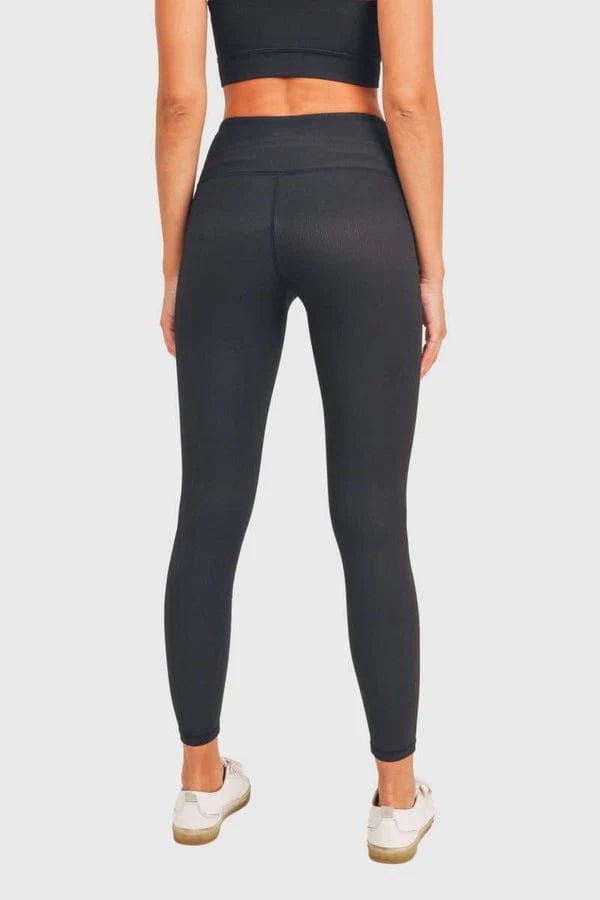 Mono B Activewear Micro Ribbed Highwaist Leggings - Black