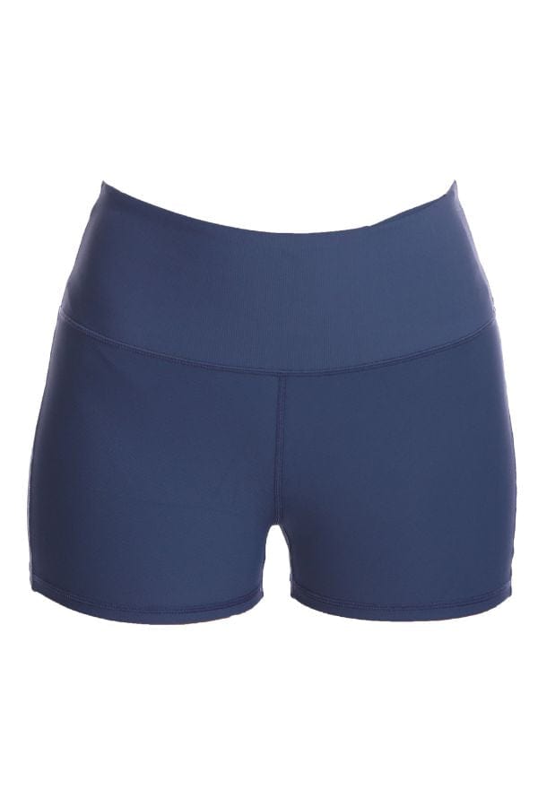 Mono B Activewear Micro Ribbed Highwaist Shorts - Grey Blue
