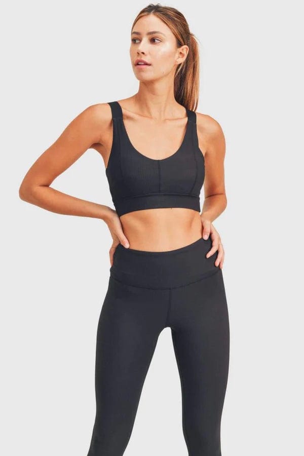 Mono B Activewear Micro Ribbed Sports Bra - Black