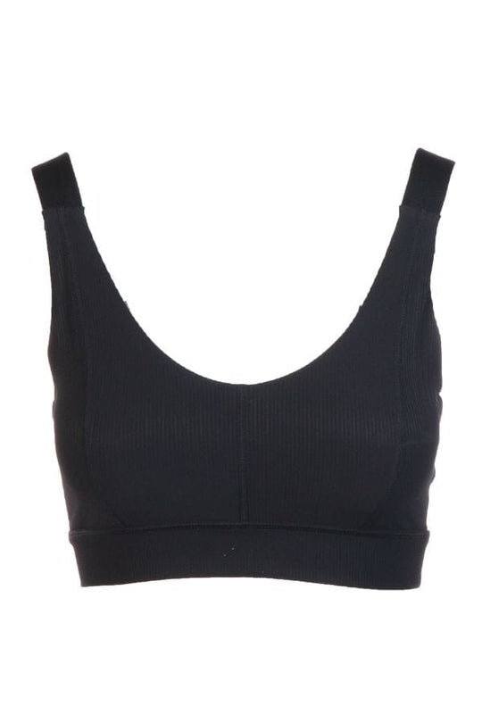 Micro Ribbed Sports Bra - Black