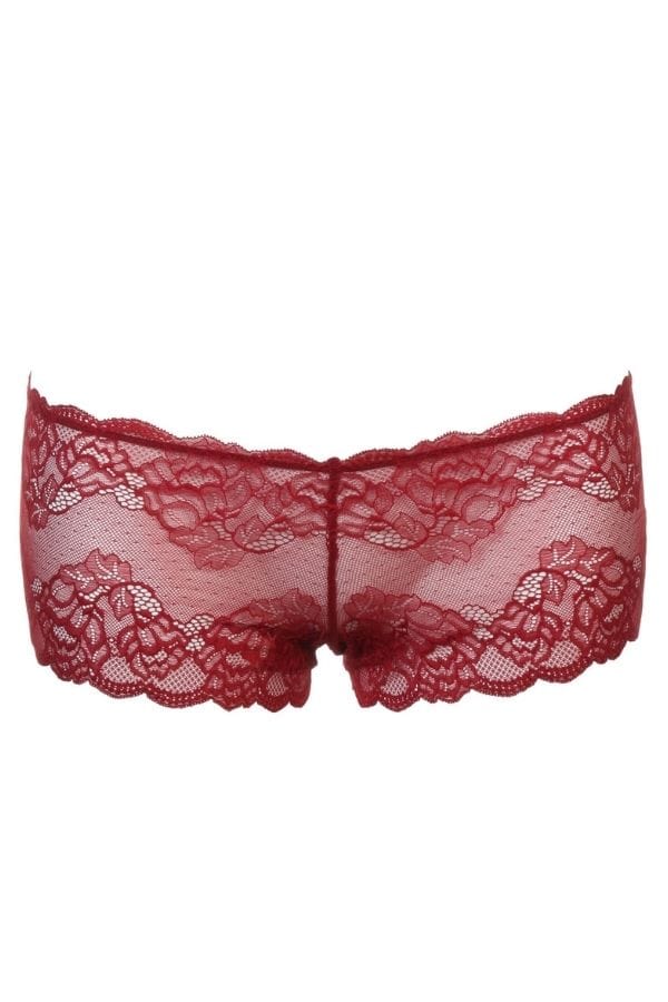 Montelle Lingerie Lace Cheeky Panty- Merlot