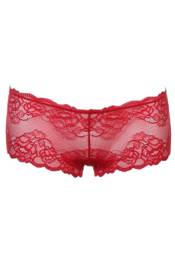 Montelle Lingerie Lace Cheeky Panty- Tango Red