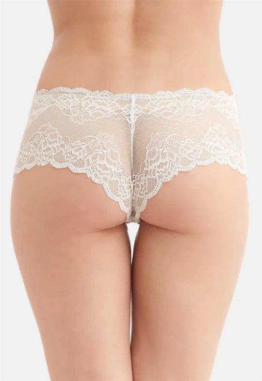Montelle Lingerie White / S Lace Cheeky Panty- White