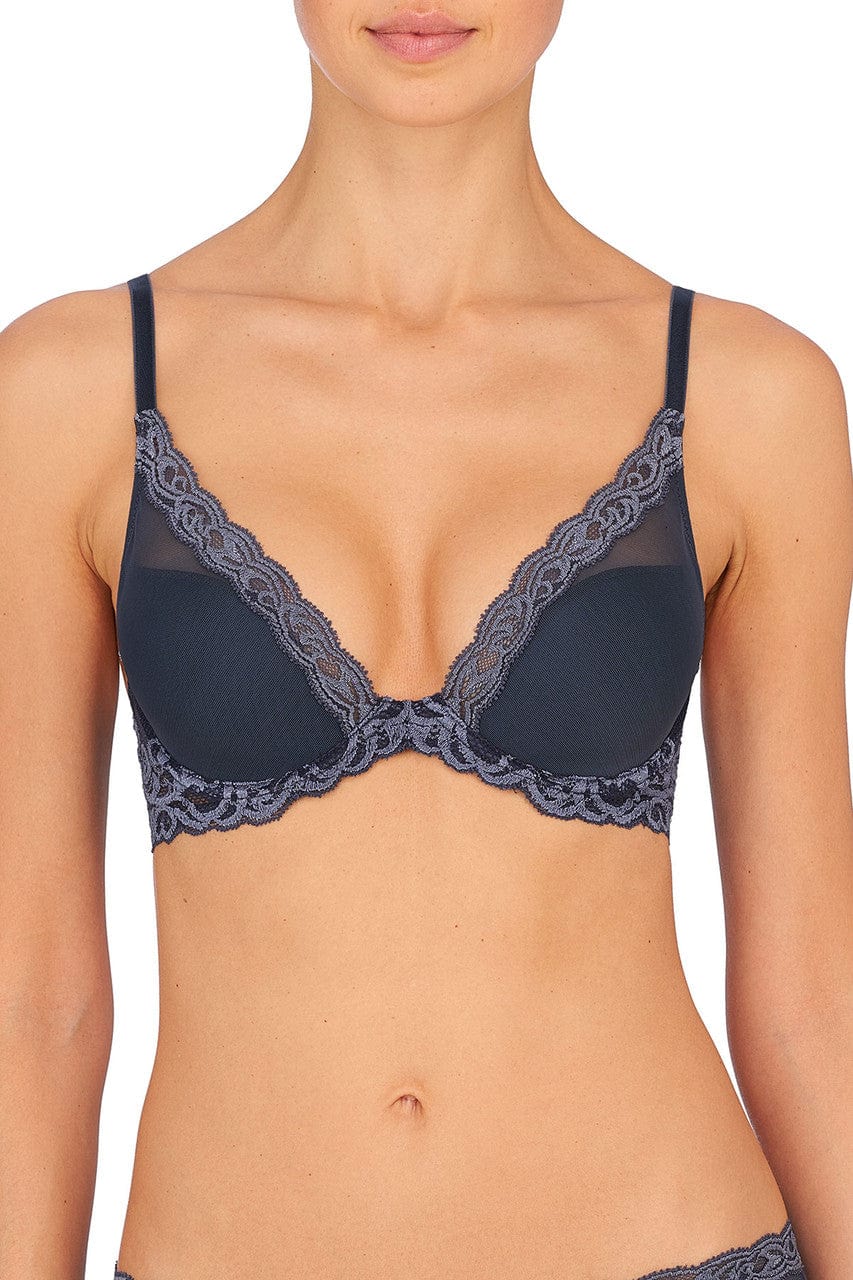 Natori T-shirt Ash / 34 B Feathers Contour Underwire Plunge Bra - Ash Navy