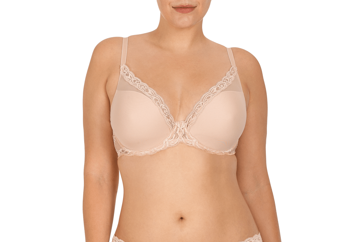 Natori T-shirt Cameo Rose / 34 B Feathers Contour Underwire Plunge Bra - Cameo Rose