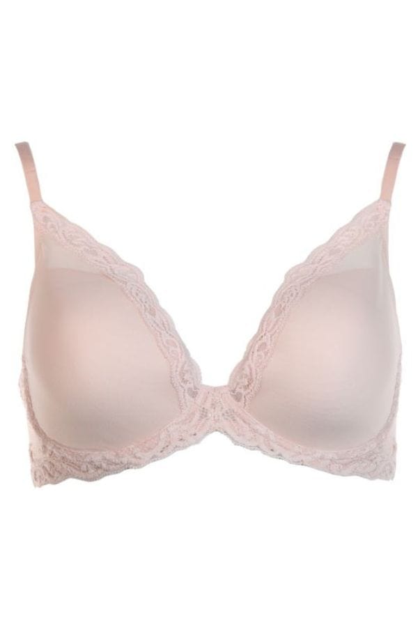 Natori T-shirt Feathers Contour Underwire Plunge Bra - Cameo Rose