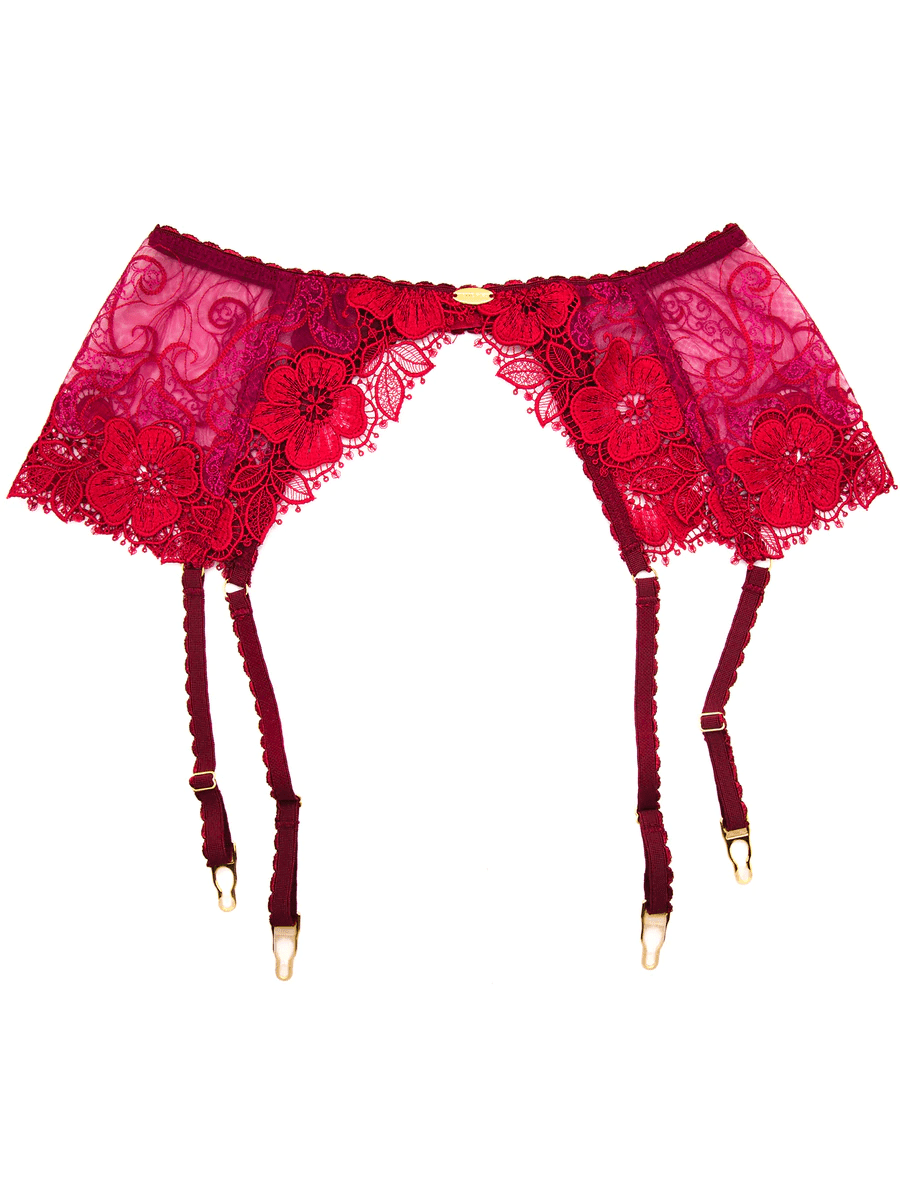 Nette Rose Lingerie Red / S Mae Longline Garter Belt