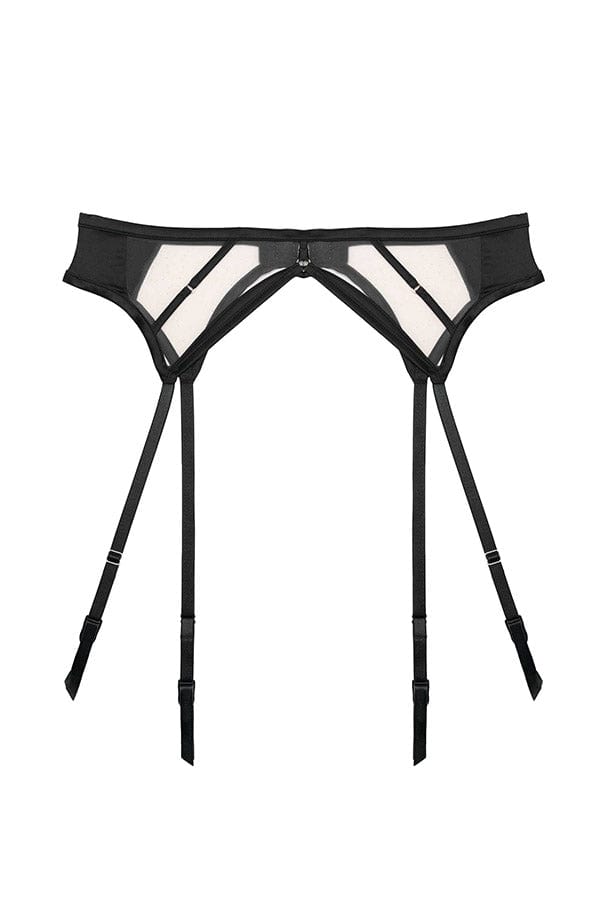 Playful Promises Suspender Ramona Black Mesh Suspender- Black