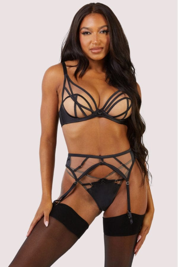 Ramona Black Mesh Suspender- Black - Chrie Amour Ramona Black Mesh Suspender- Black - Chrie Amour