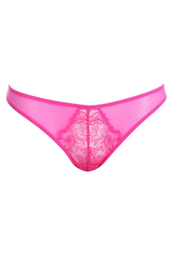 Playful Promises Underwear Marlowe Pink Floral Embroidered Thong- Pink