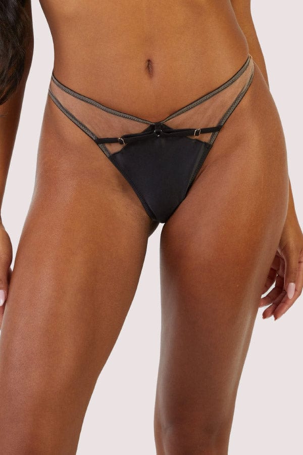 Playful Promises Underwear Ramona Black Mesh Thong- Black