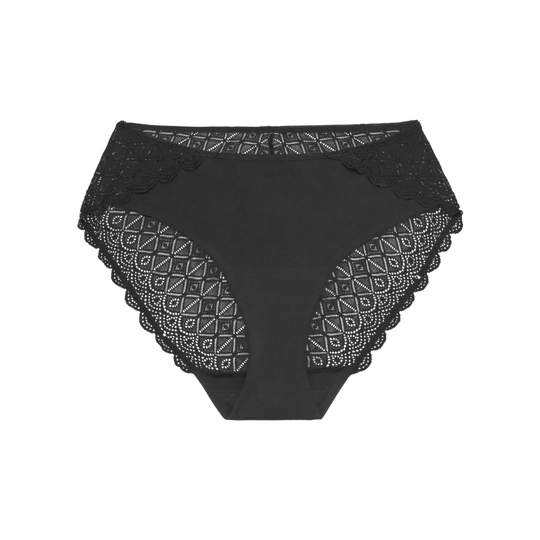 Lace Back Leak Proof Bikini - Black (Moderate)