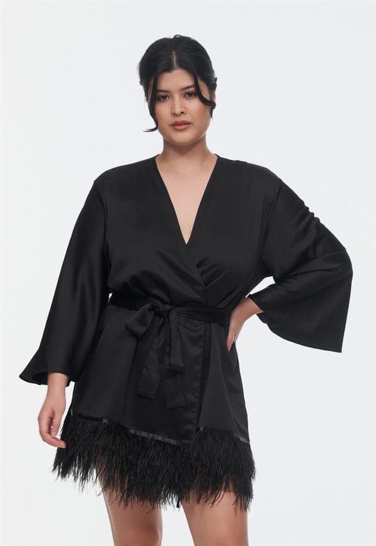 Rya Collection Robe Swan Plus Cover Up - Black