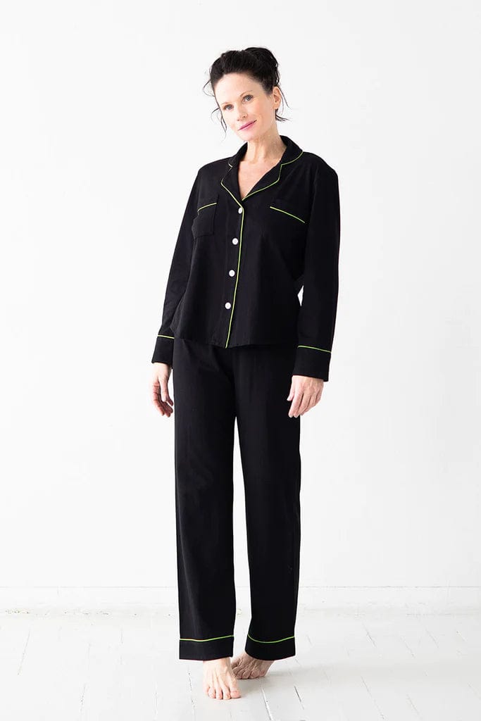 Salua Lingerie Black/Green / S Classic Brushed Pima Cottom PJs Black