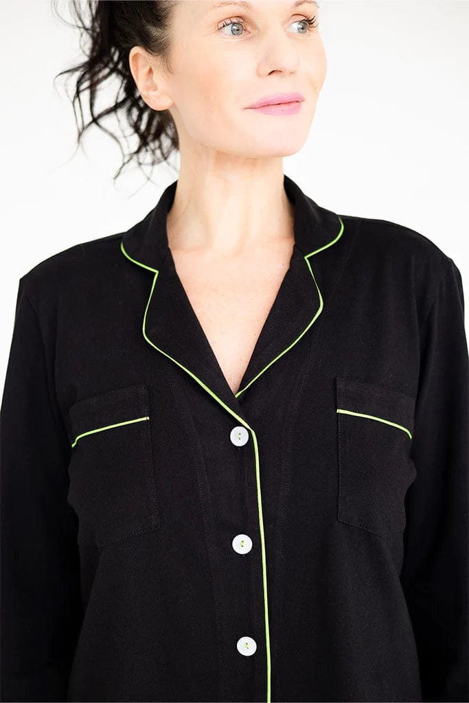 Salua Lingerie Classic Brushed Pima Cottom PJs Black
