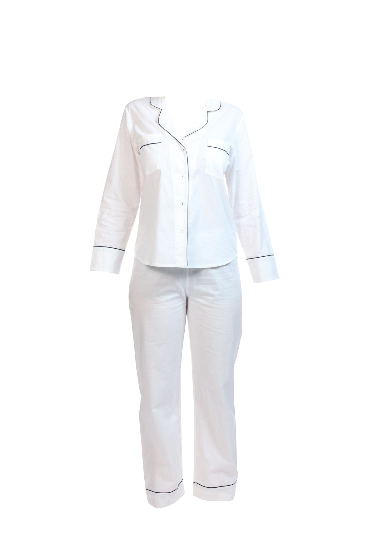 Salua Lingerie Classic Brushed Pima Cottom PJs White