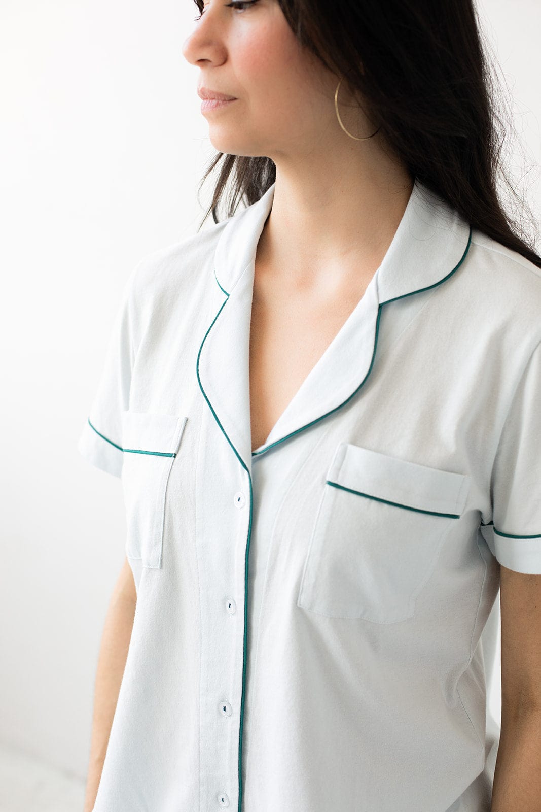 Salua Set Light Blue/Teal / S Classic Shorty Pajamas in Brushed Pima Cotton
