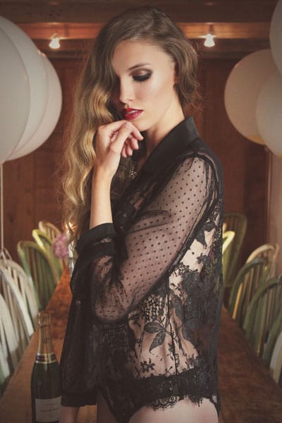 Shell Belle Lingerie Botanical Lace Brief - Noire
