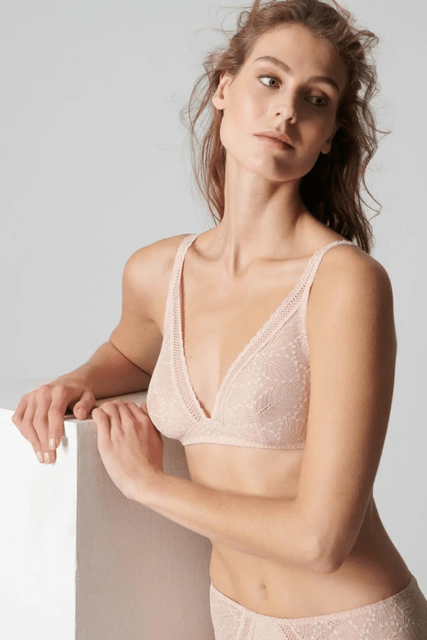 Simone Perele Plunge Comete Wireless Triangle Bra - Cream