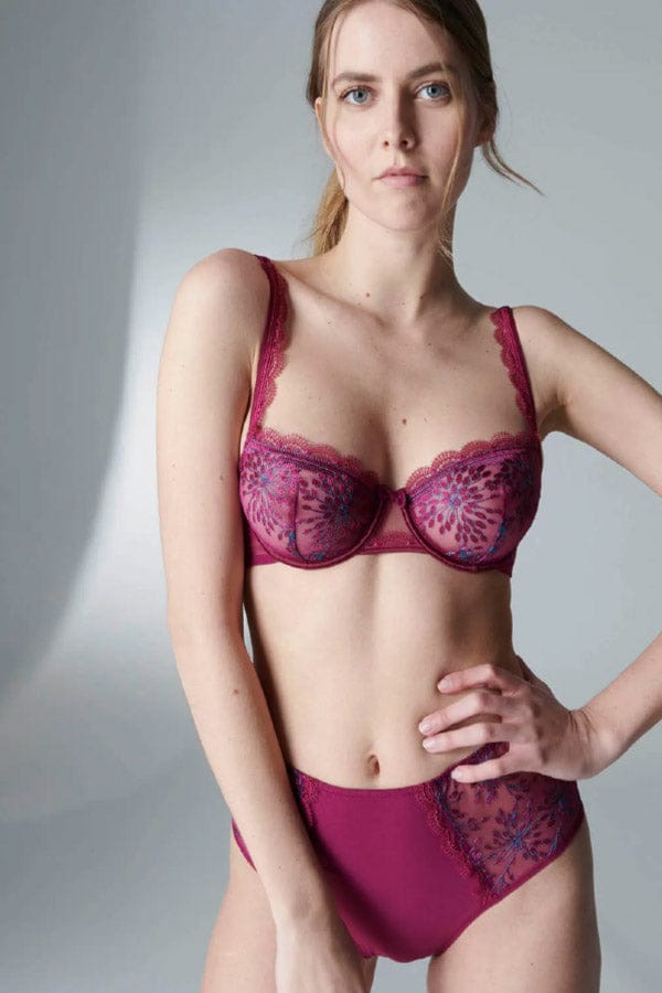 Simone Perele Plunge Singuliere Sheer Demi - Syrah