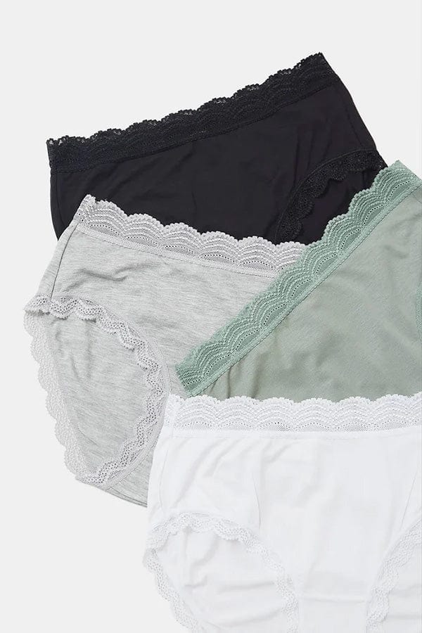 Stripe &amp; Stare Brief Multi- Neutral / S Basics High Rise Four Pack- Multi Neutral