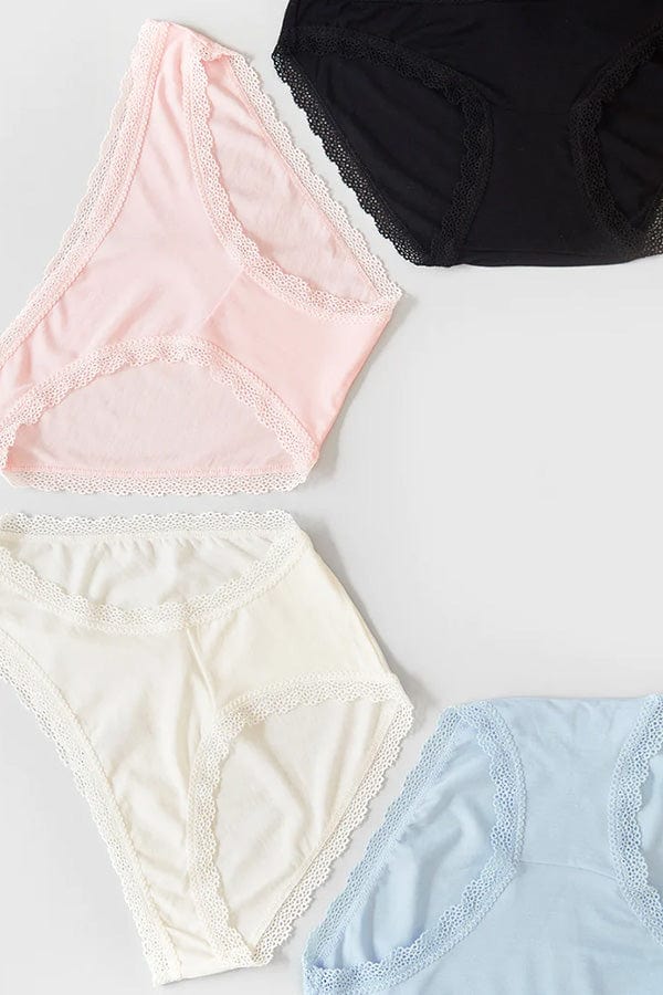 Stripe &amp; Stare Brief Multi Neutral / XS Biodegradable Basics Knicker Four Pack- Multi Neutral