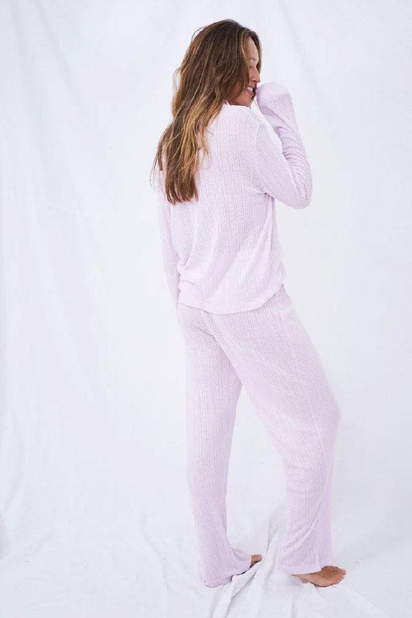 Stripe &amp; Stare Sleepwear &amp; Loungewear Pointelle Knit Long Pyjama Set - Lilac