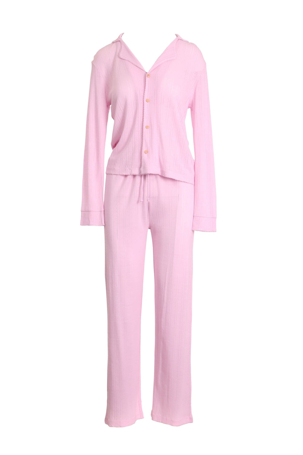 Stripe &amp; Stare Sleepwear &amp; Loungewear Pointelle Knit Long Pyjama Set - Lilac