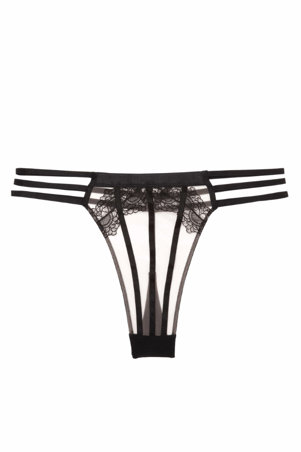 Wolf &amp; Whistle Thong After Dark Tasha Black Illusion Thong - Black