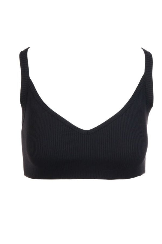 Ribbed Curve Bralette- Black