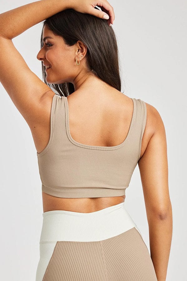 Year of Ours Activewear Ribbed Gia Bra- Caribou/Bone
