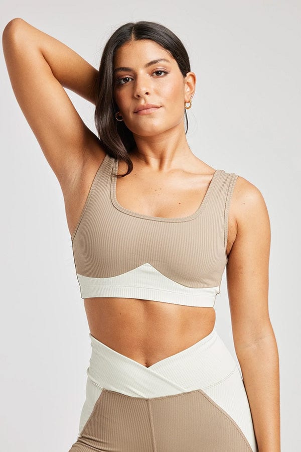 Year of Ours Activewear Ribbed Gia Bra- Caribou/Bone