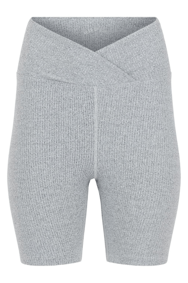 Year of Ours Shorts Ribbed V Waist Biker Short - Heather Grey