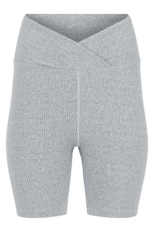 Ribbed V Waist Biker Short - Heather Grey