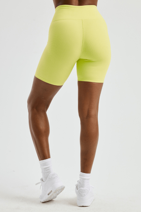 Year of Ours Shorts Ribbed V Waist Biker Short - Lime